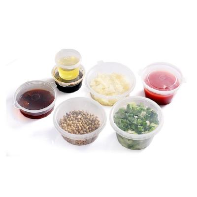 China Factory supply disposable 1.5oz small transparent disposable plastic seasoning sauce cup with hinged lid for sale