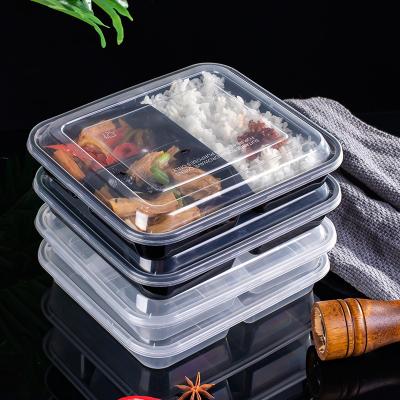 China 3 Compartment Bento Food Storage Lunch Boxes Disposable Plastic Microwavable Catering Freshness Storage for sale