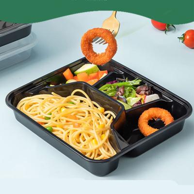 China Freshness Preservation 33oz Food Storage Container Disposable Plastic Black 4 Compartments PP Bento Lunch Box for sale