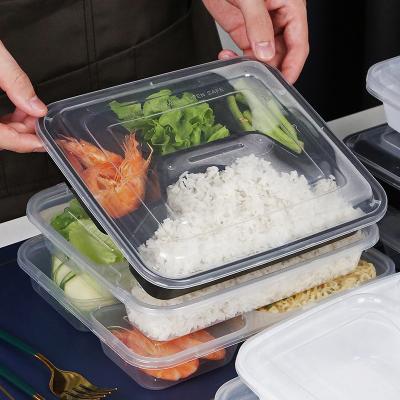 China Freshness Keeping Plastic Disposable Take Out Food Container4 Compartment Bento Box With Lid for sale