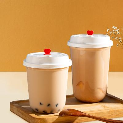 China Gift Logo Milk Tea Smoothie Takeaway Custom Cup PP Clear Plastic Cup With Lid for sale