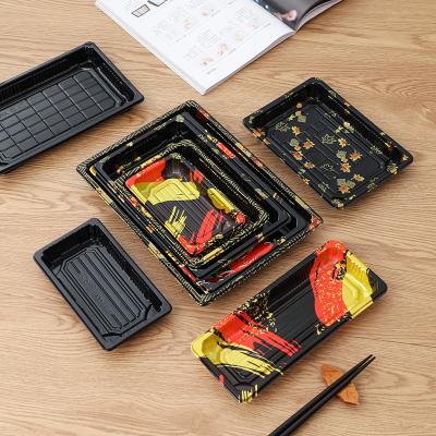 China Sustainable Party Delivery Food Packaging Carry Disposable Plastic Box For Takeout Sushi With Lid for sale