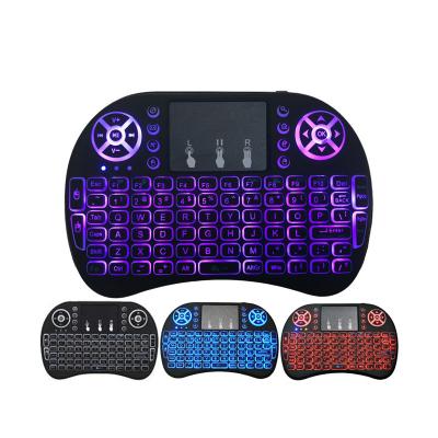 China Radio 7 Color i8 Mini Wireless Keyboard English Spanish Backlit French Hebrew Mouse with Touch Pad Remote Control for Android TV Box for sale