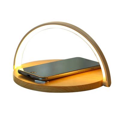 China With Lamp Amazon Universal 10W Hot Selling Fast Wood Multi Table Qi Led Lamp Light Mobile Phone Stand Wireless Chargers for sale