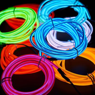 China 1-5 Multi Color EL Wire LED Neon Lights Portable Flexible Cuttable Neon Glowing Neon Glowing Neon Meter With Battery Case for sale