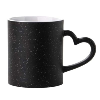 China 330ml Coffee Gift Mug Modern Ceramic Heat Sensitive Magic Hot Water Photo Printed Glitter Sublimation Color Changing Mug for sale