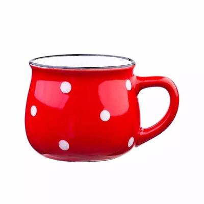 China Lovely Coffee 170ml Cup Mini Tea Mugs Breakfast Milk Cup New Soft Bone China Ceramic Hand Painted Dots Lovely for sale