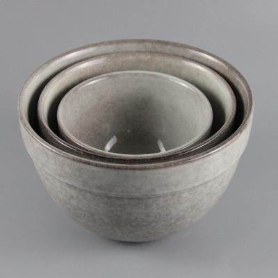 China Nordic Light Gray Stoneware FRUIT SALAD BOWL Reactive Glazed Gray Innards Set Medium and Small LARGE Bowl Set for sale