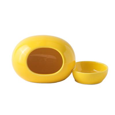 China Air Conditioned Pet Breathable Ceramic Nest Hamster Room for Chinchilla Guinea Pig Rat Hedgehog Mini House Ceramic Nest Bed and Bowl for sale