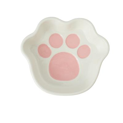 China Fashional Durable Cute Paw Shape Pet Bowl For Popular Ceramic Dogs And Cats for sale