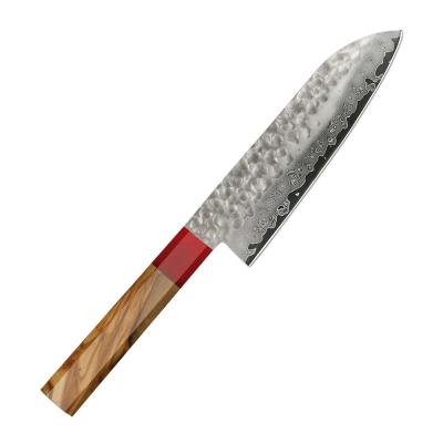 China Viable Yangjiang Amber Exclusive Design Damascus Steel Japanese Knife With Wooden Handle for sale