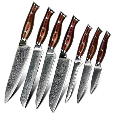 China Sustainable Kitchen Knife Set Group of Ten vg10 Damascus Pro Handle Japanese Chef Knife Series for sale