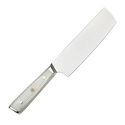 China viable hot selling 10cr15mov 7 layers nakiri knife with aluminum resin mesh handle for sale