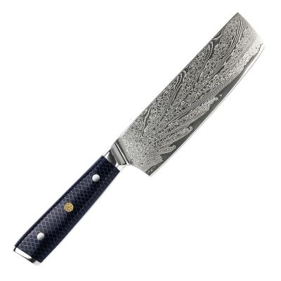 China Viable Mini Cleaver 67 Layers VG10 Damascus Steel 7 Inch Nakiri Chef Knife with Honey Comb Resin Handle for sale