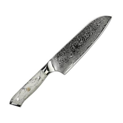 China Sustainable Hot Selling Amazon Turquoise Handle Damascus vg10 Santoku Japanese Steel Chef Knife for sale