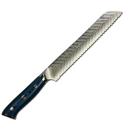 China Newest Sustainable Stone Handle 8 Inch Serrated Cut Damascus vg10 Japanese Bread Knife for sale