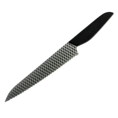 China Durable High End Carbon Fiber Material Handle With German Steel 1.4116 Blade Laser Pattern Stainless Steel High Carbon Steel Bread Knife for sale