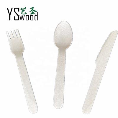 China Disposable Eco Friendly Stocked Biodegradable 5.5 inch Disposable Wooden Cutlery 140 cm Wooden Spoon Fork Knife Cheap for sale