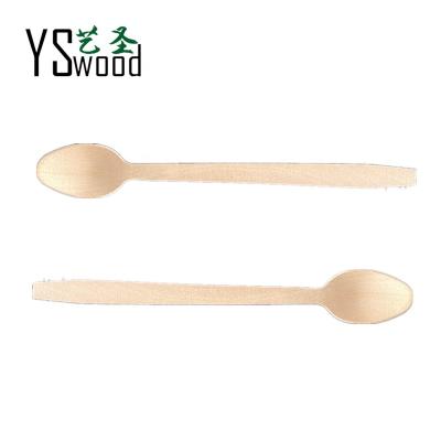 China Disposable Eco Friendly Biodegradable 195 mm Disposable Wooden Ice-cream Spoon Long Handle Wooden Soda Spoon for sale