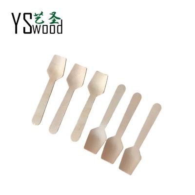 China Disposable Eco Friendly Stocked Biodegradable 9.5 cm Disposable Wooden Tea Dessert Ice-cream Spoon 3.75 inch Hot sale Wooden Spoon with Logo for sale