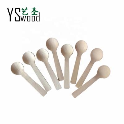 China Disposable Eco Friendly Biodegradable 10 cm Disposable Wooden Tea Coffee Dessert Spoon 4 inch Round Top Wooden Spoon with logo for sale