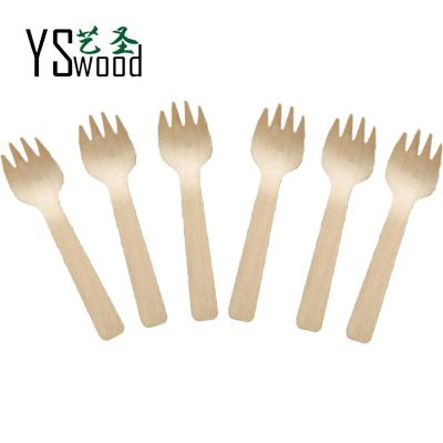 China Disposable Eco Friendly Biodegradable 10.5 cm Disposable Wooden Dessert Tea Fruit Spork 4.2 inch Wooden Fork and Spoon with logo for sale