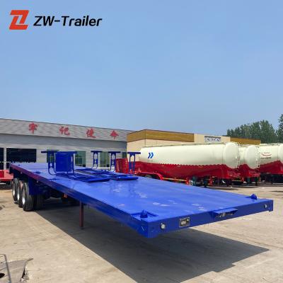 China Truck trailer factory hot sale cheap blue flat bed container cargo transport 40ft trailer for sale