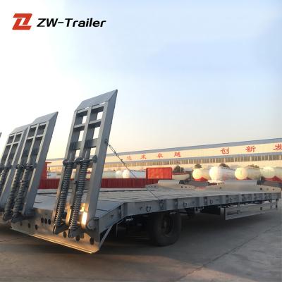 China Heavy duty truck trailer 3 axles 80T new equipment lowbed lowbed loader trailer for sale