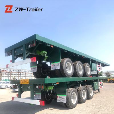 China Cheap Truck Trailer Transport Containers Bulk Flatbed Cargo Trailer 48ft 20ft 40ft 30ton 50ton for sale