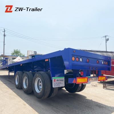 China Truck Trailer Used 3 Axle 60 Ton 20ft 40ft 48ft 50ft 53 Foot Container Trucks Semi Chassis Flatbed Trailer for sale