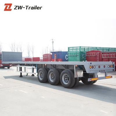 China Tri Axles 12m 40ft China Trailer Truck Chassis Popular Custom Flatbed Container Carrier Tri Axles 12m 40ft Flatbed Trailers for sale