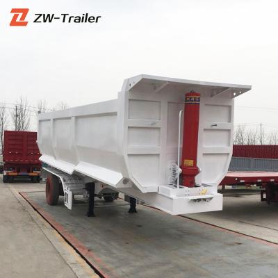 China Truck Trailer Cereals Sand Stone Transport 3 Axles Hydraulic Tipping Rear Side Tipper Dump Trailer for sale