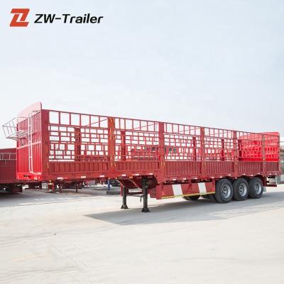 China Truck Trailer Factory Direct Sale 3 Axles Carrying Sheep Cattle Cattle Fence Semi Trailer for sale