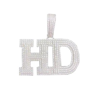 China CLASSIC VOAINO Fine Jewelry Custom Initial Iced Fully Moissanite Diamond Pendant Custom Silver Hip Hop Letter Pendant for sale