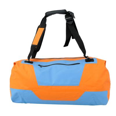 China Double Shoulder Strap 500D Duffel Waterproof Custom Logo Travel PVC Sports Dry Duffle Travel Tarp Duffel Bag for sale