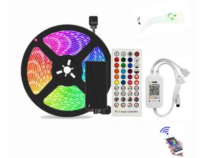 China Smart Home Control Waterproof 5M 10m 15M 20M Smart App Controlled 5050 RGB LED Strip Lights Set With 24keys Controller Power Adapter for sale