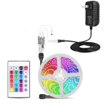 China Hot Sale LED Home Alexa Tuya Kit Music Sync Voice Control Google Amazon 5M 10m Smart WIFI 5050 RGB LED Strip Lights 5000mm*10mm for sale