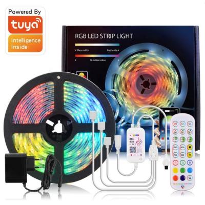 China Easy Life Amazon Alexa Google Home Tuya Music Wifi Controller IP20 SMD 5050 RGB LED Smart Flexible Strip Light Kit for sale