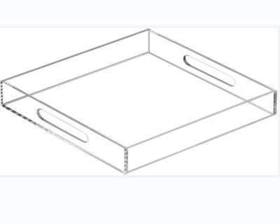 China Universal Clear Acrylic Serving Display Spring Sign Tray Organizer With Handles for sale