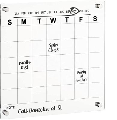 China Gift Spring Sign Erasable Wall Mounted Calendar Acrylic Perpetual Calendar Program for sale