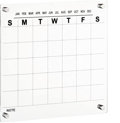 China Monthly Sgn Spring Gift Board Custom Acrylic Schedule Acrylic Calendar Sheet Calendar for sale