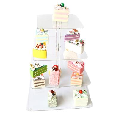 China Square Acrylic Display Spring Sign 4 Tier Cupcake Display Stand for sale