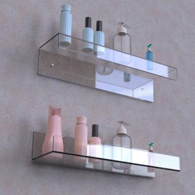 China Gift Spring Acrylic Polish Wall Sign Holder Acrylic Slatwall Display Racks Acrylic Bathroom Shelf for sale