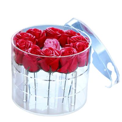 China Clear Gift Spring Sign Round Acrylic Flower Boxes With Lids for sale