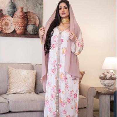 China Sequin Embroidery Dubai Fashion Women Jalabiya Dubai Kaftan Islam Clothing Middle East Abaya Floral Muslim Dresses for sale