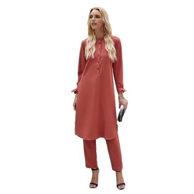 China BT-203# Fashion Women Girl Islamic Two Piece Arab Muslim Elegant Suit Long Sleeve Tops And Pants Set Plus Size S M L XL 2XL for sale