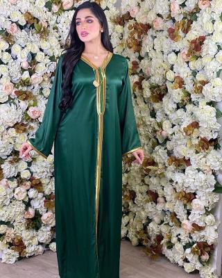 China Sequin Embroidery Dubai Fashion AB010# MOTIS 2021 New Style Abaya Muslim Dresses Lace Up Embroidered Abaya Women Long Dress Muslim Dress for sale