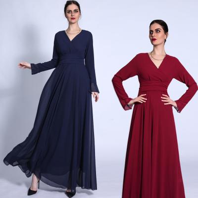 China JML-1330# 2021 most popular modern muslim women dress v neckline muslim abaya dress plus size S-2XL for sale