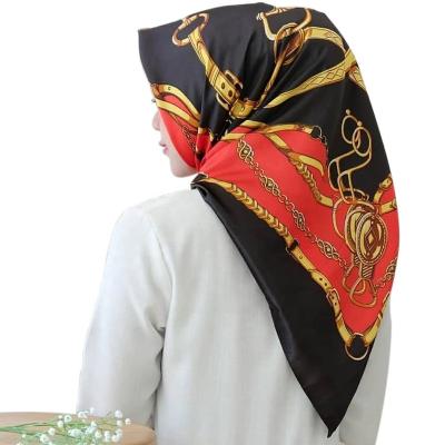 China New breathable 90*90cm big square scarf printed malaysia bawal scarf female shopee silk scarf for sale