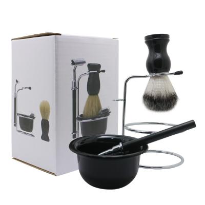 China Single Blade Shaving Set Brush Shaving Bowl and Brush Razors Stand Up Travel Shaving Brush Kit for sale